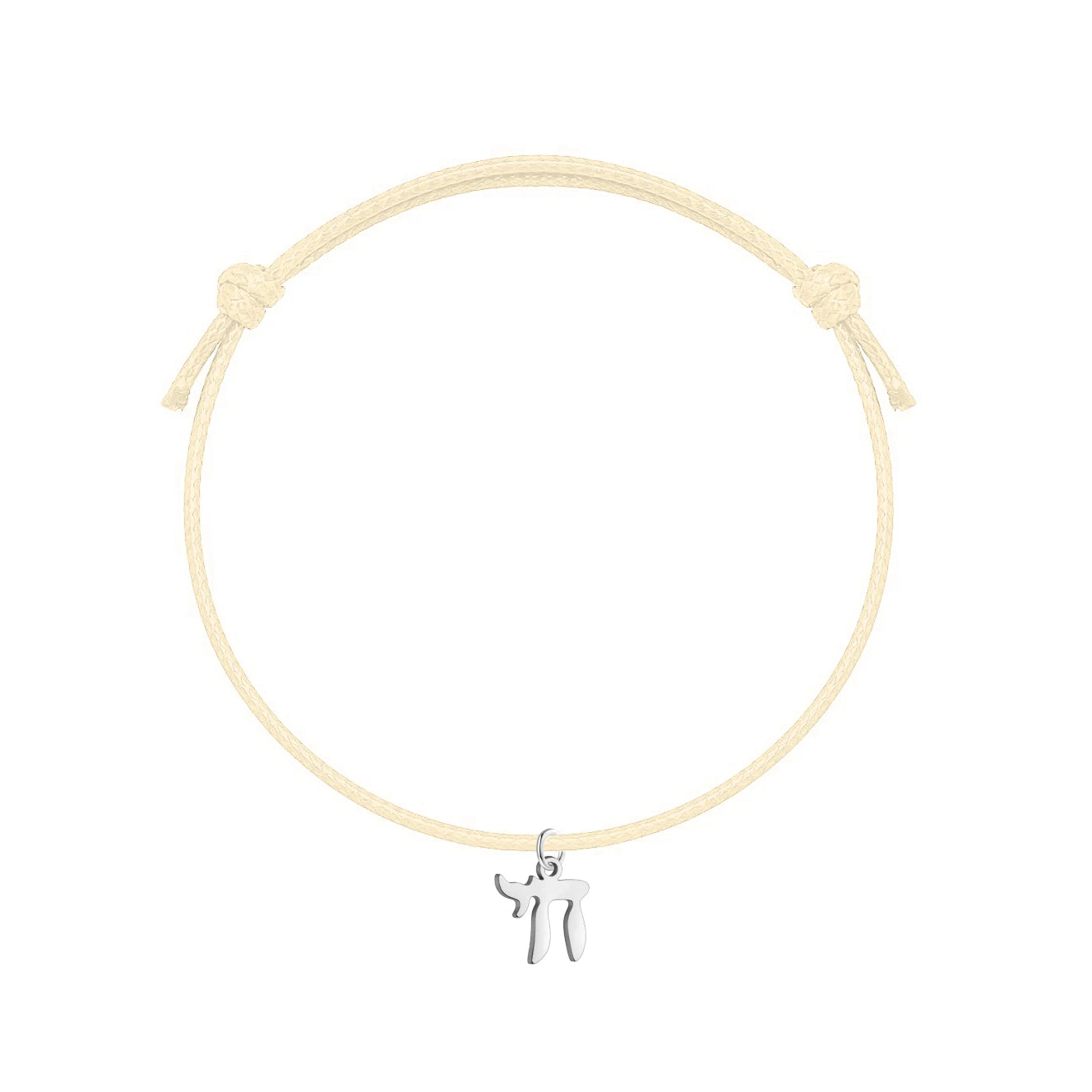 Bracelet orné du symbole Haï en acier inoxydable, monté sur bracelet artisanal ajustable. Un accsesoir qui parle, simple et unique.